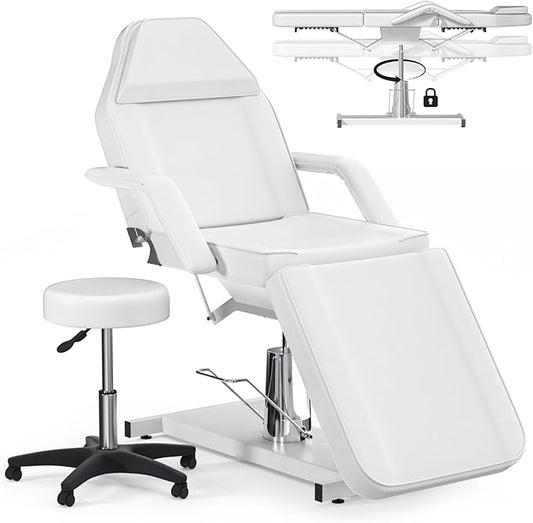 Hydraulic Facial Chairs for Esthetician Bed with Stool Height Adjustable Tattoo Chair for Client Spa Esthetician Aesthetic Treatment