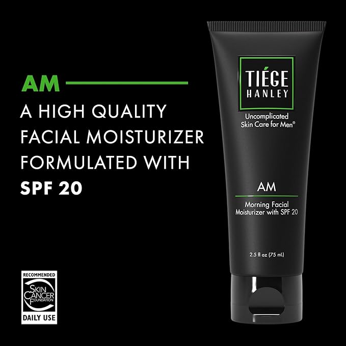 Tiege Hanley Face Moisturizer for Men, Morning Facial Moisturizer With SPF 20, Hydrating Daily Face Cream With Sunscreen, Gentle on Sensitive Skin, Men’s Skin Care, 2.5 FL Oz