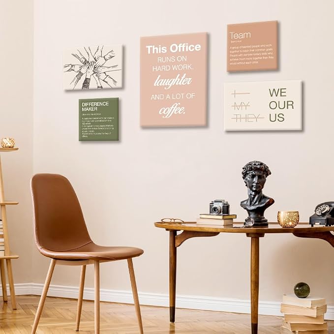 YEOION Motivational Office Wall Art Set of 6,Teamwork Canvas Frame Artwork | Team Work Wall Art for Office Workplace School Offices/Work Office Decor Aesthetic