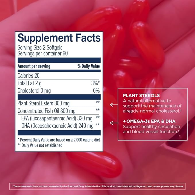 Wiley's Finest Wild Alaskan Fish Oil Cholesterol Support - Heart Health Supplement for Men and Women - 560mg Omega-3s - 120 Softgels (60 Servings)