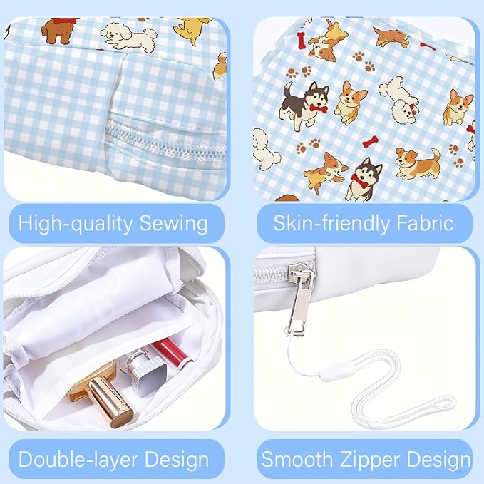Dog Period Pouch Bags 5.12 x 5.12 x 1.57 Inch Sanitary Napkin Storage Bag with Zipper Cute Portable Reusable Waterproof Polyester Menstrual Pad Pouch First Period Gifts for Women Daily Use