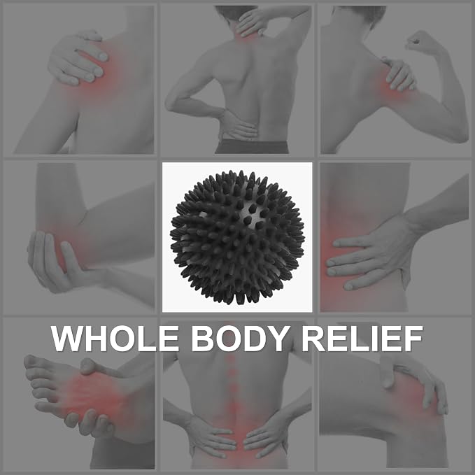 LEZER Spiky Massage Ball, Trigger Massage Point, Plantar Fasciitis, Deep Tissue Myofascial Release Tool, Foot Massager, Muscle Knot Relief, Physical Therapy, 3.5 in（Black）