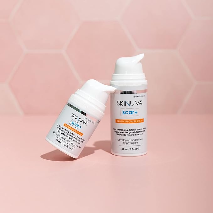 Skinuva® Next Generation Scar+ Cream - Advanced Silicone Scar Cream Matrix +SPF 30 Formulated with Growth Factors & Helps Reduce the Appearance of Scars (0.5 oz)