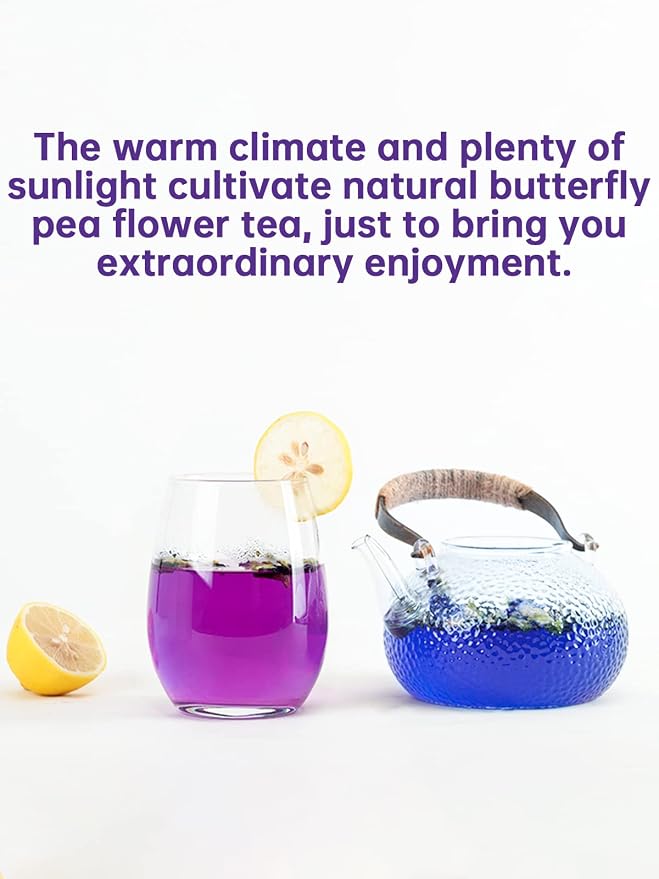 TeeLux Butterfly Pea Flower Tea, Non-GMO, Pure Natural Butterfly Pea Tea, Premium Dried Butterfly Pea Flower for Blue & Purple Drinks and Food Coloring, 1.76 Oz