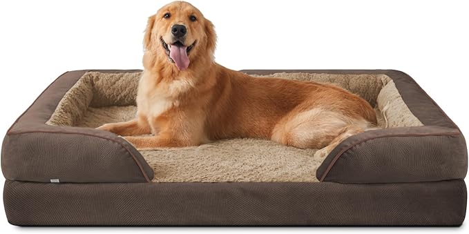 Orthopedic Dog Beds Large Sized, XL Egg-Crate Foam Dog Couch with Washable Removable Cover, Waterproof Lining and Nonskid Bottom