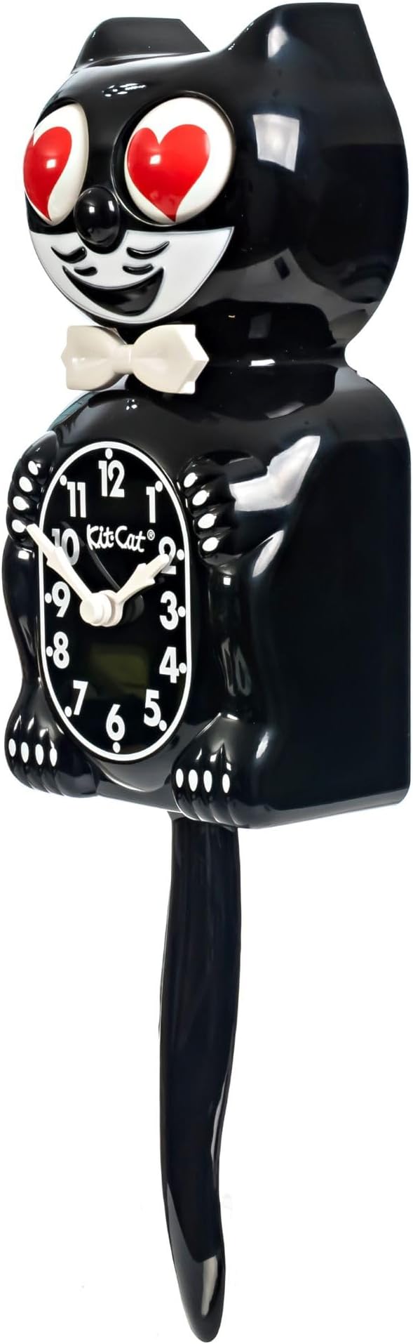 KIT CAT Klock Classic Black with Heart Eyes - Iconic Cat Clock with Moving Heart Eyes and Tail, Battery Operated Wall Clock, Made in USA, Perfect for Home Decor, Mid-Century Modern Clock, Unique Gift