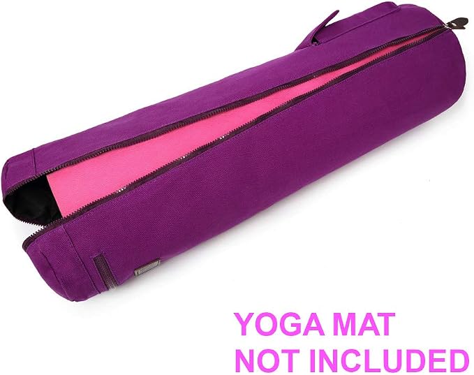 Yoga Mat Bag,Full-zip Exercise Yoga Mat Canvas Carry Bag for Women and Men - Double Storage Pocket,Easy Access Zipper, Adjustable Shoulder Strap and Handle,Fits Most Mat