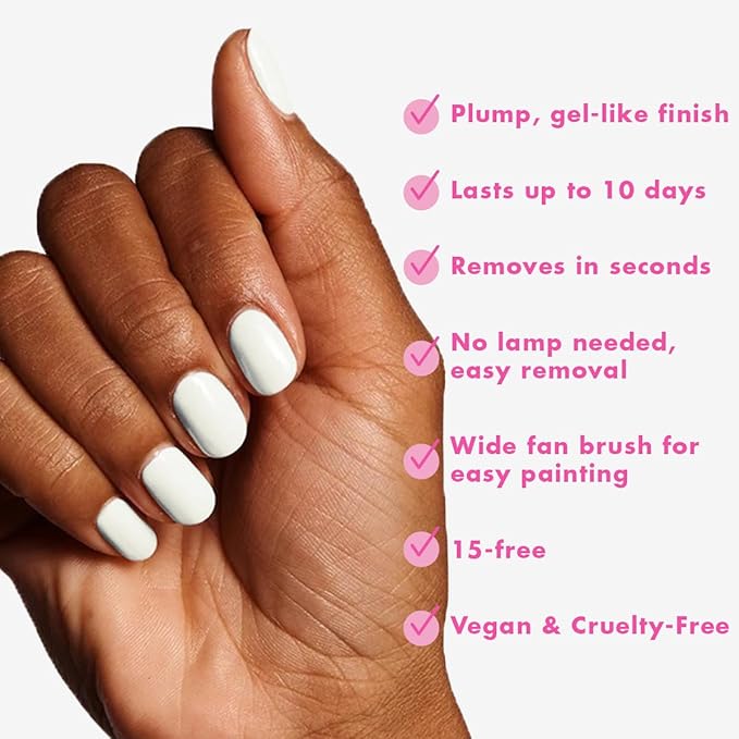 Olive & June Long Lasting Nail Polish | Spring Pastel Nails | Plump Gel-Like Finish No Lamp Needed | Lasts up to 10 days | Salon-Quality 15-Free Vegan & Cruelty-Free Chip-Resistant |HD Crisp White