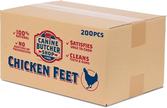 Chicken Feet for Dogs, All-Natural Dog Treats, 200 Ct | Crunchy Texture, Naturally Dehydrated, Rich in Glucosamine, Supports Joint Health, Made in the USA
