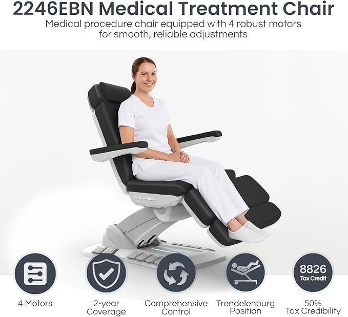 Massage Tools - Professional Spa and Facial Chair with 240° Rotation, LED Lighting, Memory Settings, and Adjustable Headrest - Premium Service Bed and Spa Chair for Salon and Facials - Black
