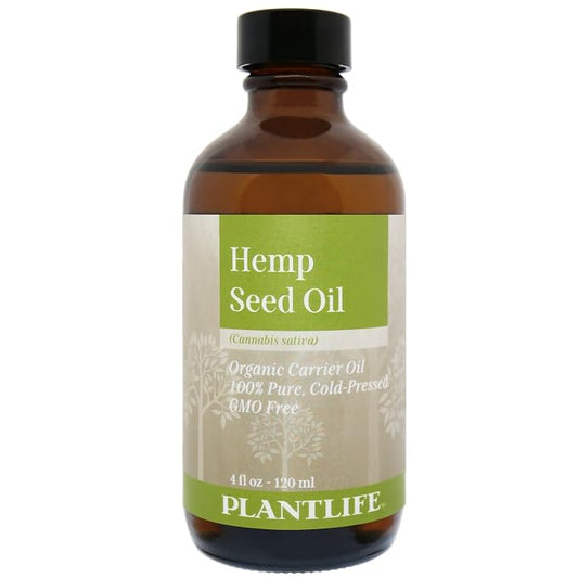 Plantlife Hemp Seed Carrier Oil - Cold Pressed, Non-GMO, and Gluten Free Carrier Oils - for Skin, Hair, and Personal Care - 4 oz