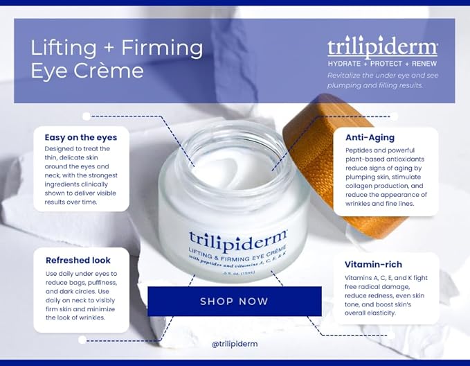 Trilipiderm Natural Lifting & Firming Eye Creme Hydrating, Healthy Eye Treatment for Fine Lines