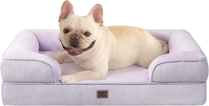 EHEYCIGA Orthopedic Dog Bed Medium Size Dog, Waterproof Washable Pet Beds | Non-Slip Bottom and Egg-Crate Memory Foam Dog Couch Bed with Washable Removable Cover, Lilac