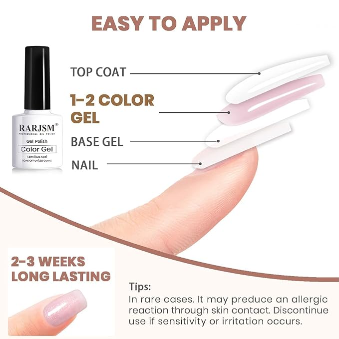 RARJSM Nude Gel Nail Polish Silver Glitter Pale Pink Neutral Color Shimmer Pigment Skin Tone Gel Polish 15ml Sparkle Sheer Pink Natural Soak off UV LED Cured for Home Salon DIY Nail Art Single Bottle