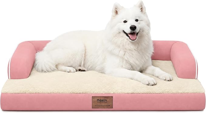 Orthopedic XL Dog Bed with Bolster for Extra Large Size Dogs | Pillow Support for Neck Relief, Egg Crate Foam, Skin-Friendly Surface, Waterproof Liner, Anti-Slip Bottom, 42 x 30 Inch