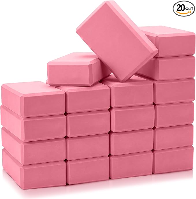 Honoson 20 Pcs Yoga Blocks Bulk 9''x6''x3'' High Density EVA Foam Blocks for Exercise Pilates Meditation, Lightweight Non-slip Surface, Improve Strength Balance Flexibility