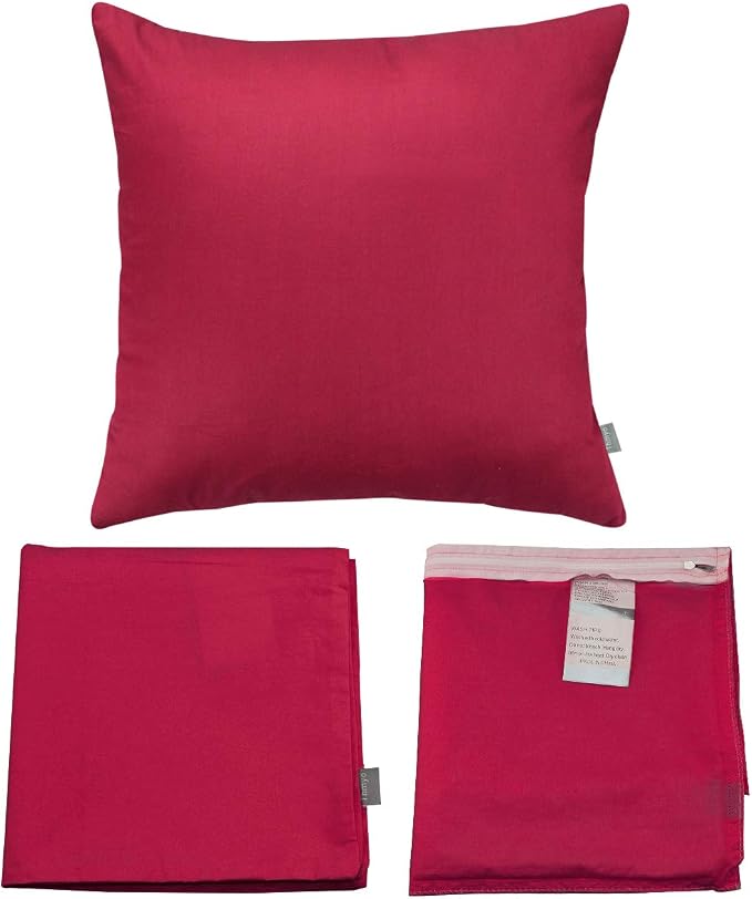 Thmyo 4-Pack 100% Cotton Comfortable Solid Decorative Throw Pillow Case, Square Cushion Cover Pillowcase Sublimation Blank Pillow Covers DIY Throw Pillowcase for Couch(16x16 inch/ 40x40cm,Dark red)