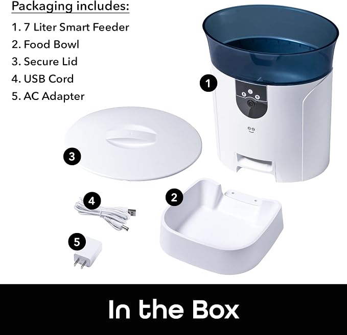 Geeni 7L Automatic Cat & Dog Feeder with Smart Pet Camera, Timer & Voice | Wi-Fi control, 1080p HD video, schedule feedings, voice messages, works with Alexa & Google Home