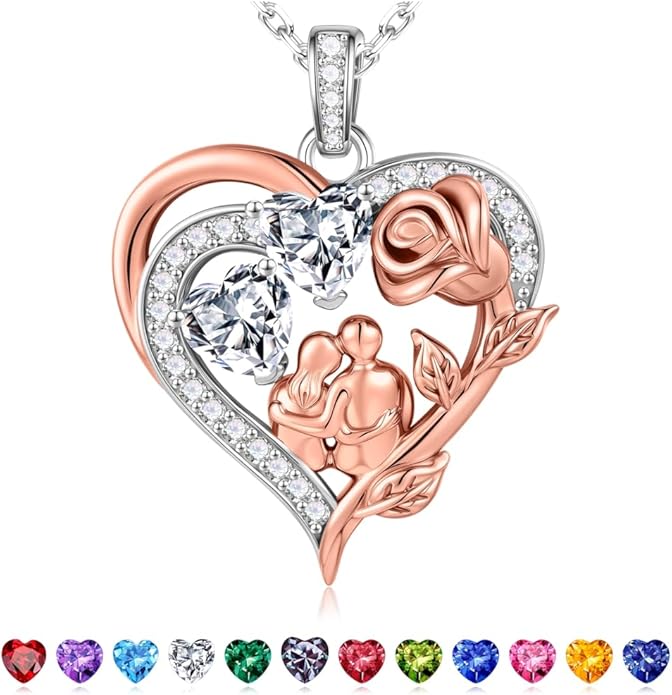 Iefil Valentines Day Gifts for Her - 925 Sterling Silver Birthstone Necklace for Women, Anniversary Birthday Gifts for Wife Girlfriend Mom