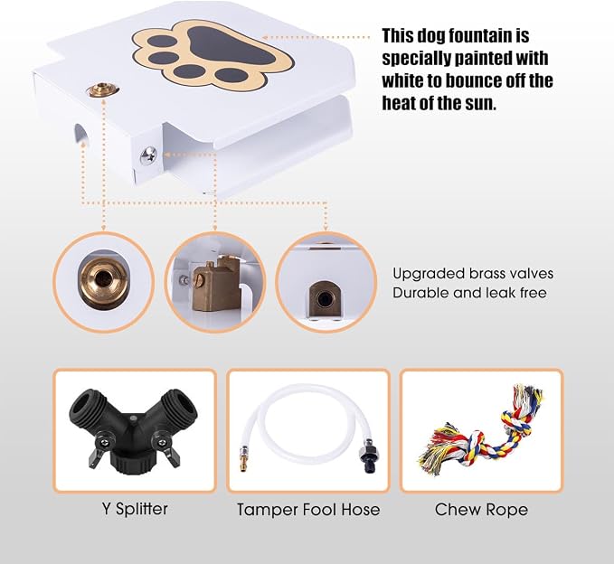 BACOENG Outdoor Dog Water Fountain Step On, Dog Sprinkler Paw Activated for Large Dogs, Pet Drinking Water Fountain with Upgraded Valve