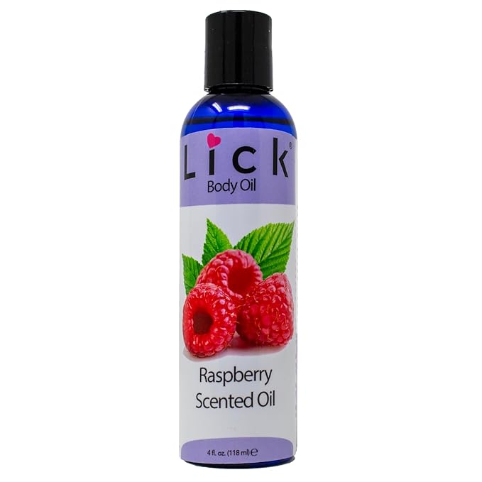 LICK Raspberry Fruit Scented Body Oil – Lightweight Daily Moisturizer with Almond Oil & Vitamin E – 4 oz
