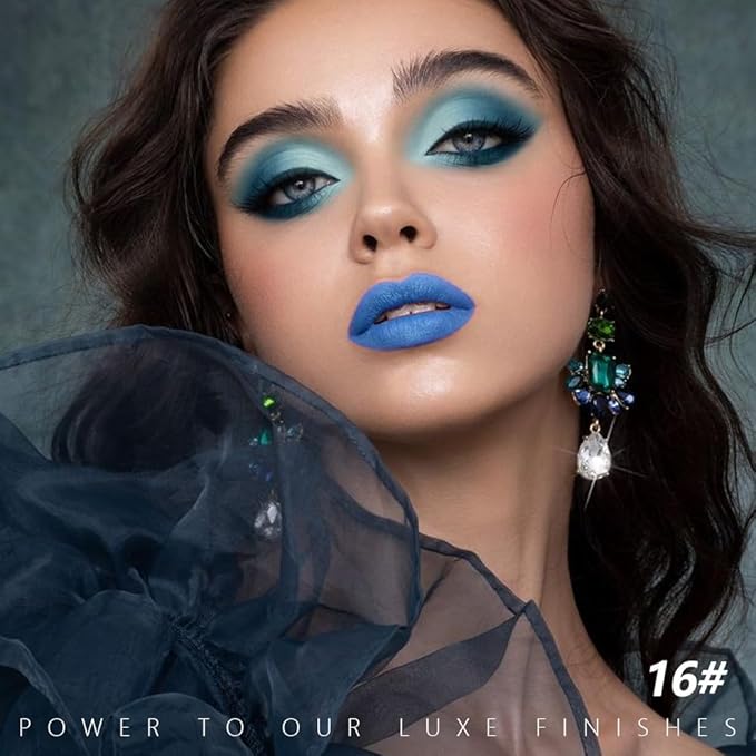 Sky Blue Matte Lipstick - Pigmented Lip Crayon & Face Paint Stick for Women Everyday Halloween Birthday Party Wear, Younger-Looking Lip Makeup, Labial para fiesta de disfraces 16