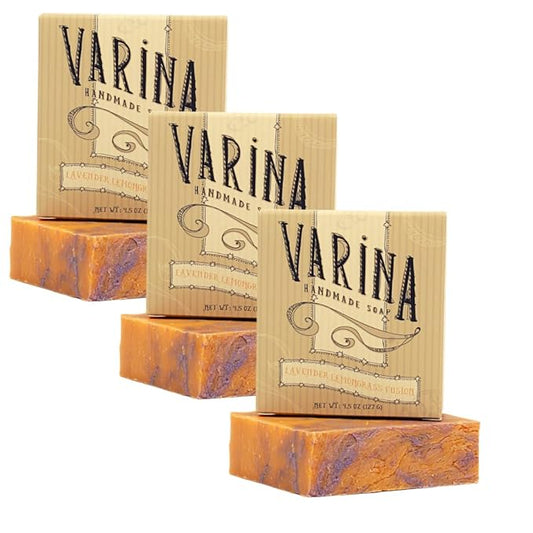 Natural Lavender Fusion Bar Soap - Gentle Cleansing for Sensitive Skin, Herbal and Mint - 3 Pack