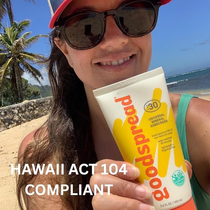Goodspread Mineral Sunscreen SPF 50 (2-Pack) – Reef-Safe, Non-Nano Zinc Oxide, Water-Resistant, Hawaii Compliant, Rubs in Clear, Face & Body, Adults & Kids