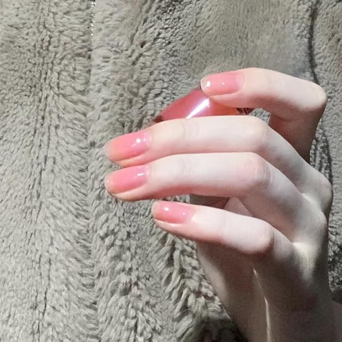 COSMOO Nude Nail Polish, 12ml Transparent Peach Pink Quick Dry Nail Lacquer, Jelly Nail Art Varnish-12ML