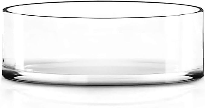 CYS EXCEL Wide Cylinder Clear Glass Vase (H:4" D:12") Flower Vase Centerpieces Hurricane Floating Pillar Candle Holder Terrarium Planter