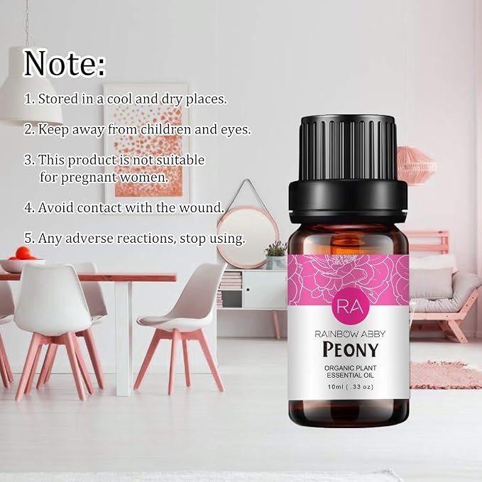 2-Pack Peony Essential Oil 100% Pure Oganic Plant Natrual Flower Essential Oil for Diffuser Message Skin Care - 10ML