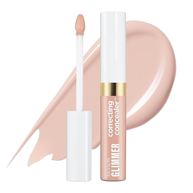Revlon Glimmer Correcting Concealer, Liquid Under Eye Makeup, Made with Caffeine, Vitamin C, & Stevioside, 105, 0.3 fl oz
