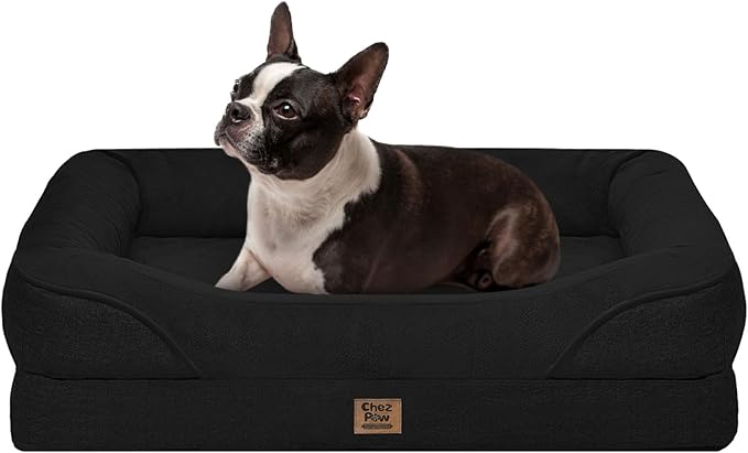 Orthopedic Waterproof Dog Bed for Medium and Large Dogs | Egg Crate Foam, 4-Sided Bolster Support, Waterproof Liner, Non-Slip Bottom, Removable Bolster Cover, 36 x 27 Inch