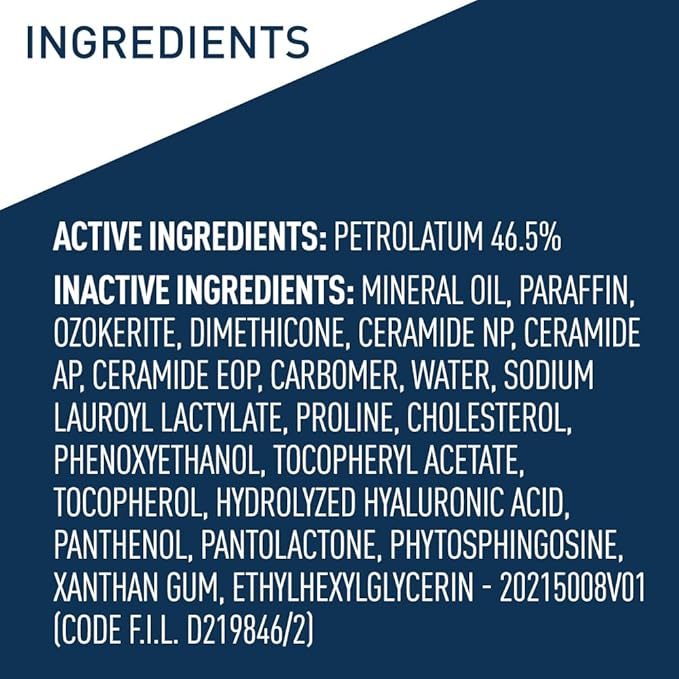 CeraVe Healing Ointment, Hydrating Skin Protectant With Petrolatum, Hyaluronic Acid & Ceramides, Face & Body Skin Barrier Repair For Cracked, Chafed, Dry Skin, Fragrance Free & Lanolin Free, 5 Oz