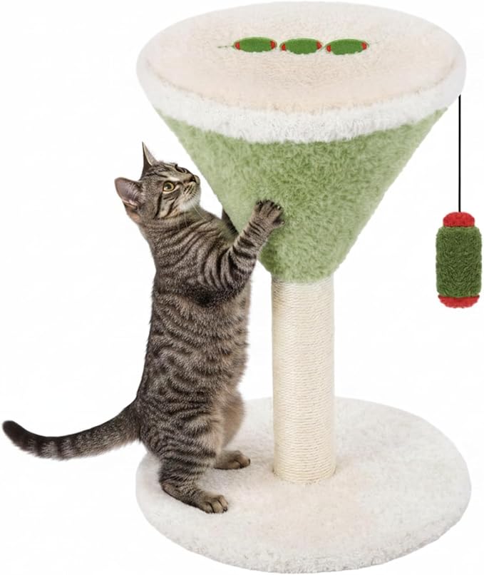 Sosation Olive Martini Cat Scratcher 19.7 H Cat Scratching Post Scratcher with Dangling Ball for Indoor Cats Scratching Post for Kittens and Medium Large Cats