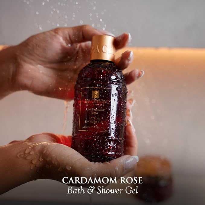 SPA CEYLON Cardamom Rose Bath and Shower Gel | Luxurious Herbal Bath Wash with Aloe Vera, Coconut & Himalayan Rose | Uplifting & Nourishing | for All Skin Types