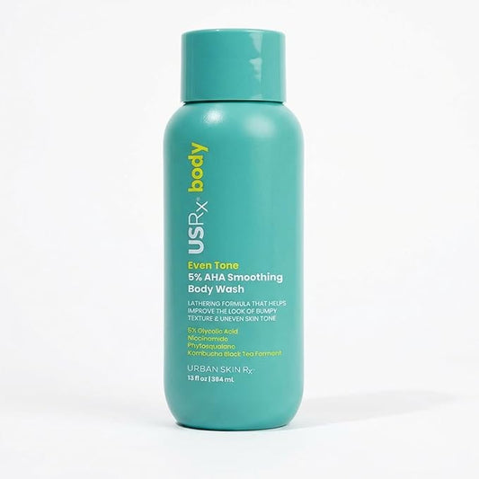 Urban Skin Rx Even Tone 5% AHA Smoothing Body Wash, Lathering Gel Formula, Deeply Cleanses, Soothes & Improves Appearance of Bumpy Texture, Blemishes & Uneven Skin Complexion, Daily Use, 13 Fl Oz