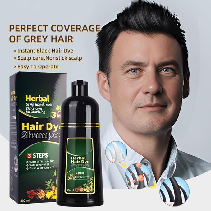 HUDABABY Wine Red Hair Dye Shampoo 3 in 1 Herbal Natural Dye Cover Gray, for Women/Men Hair Color for Grey Coverage (Wine Red)