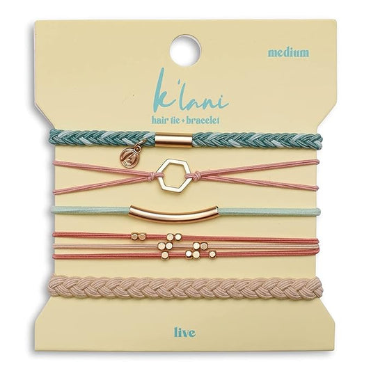 K'lani Hair Tie Bracelets for Women - Elastic Hair Bands That Double as Stylish Jewelry - Live - Medium