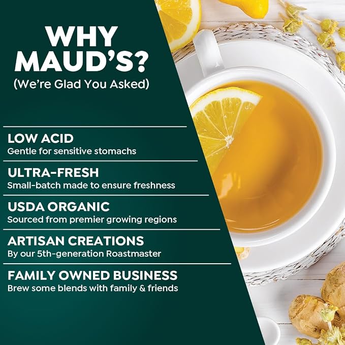 Maud's Organic Passion Green Tea Pods, 24 ct, Single Serve Tea Pods – 100% Gourmet Blended Tea Leaves, Compatible with Keurig K Cups Maker
