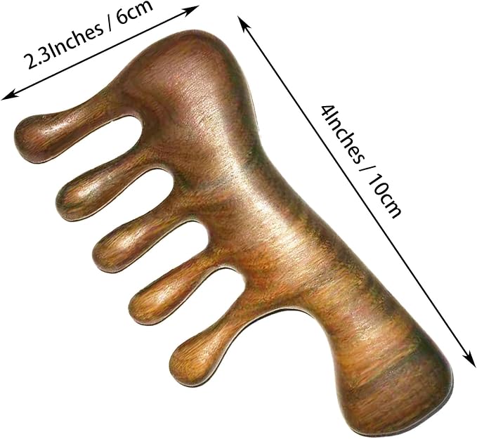 OULIGET Wood Gua Sha Massage Tools Set,Scraping Scalp Massage Comb,Natural Wooden Gua Sha Tool,Scraping Tool. (Handle Wooden Comb)