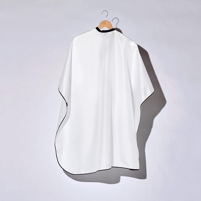 Fromm Professional Client Hair Styling and Hair Cutting Cape, Water and Stain Repellent Teflon Coating for Shampoo Bowl and Wet/Dry Cutting, 44" x 58", White with Black Trim