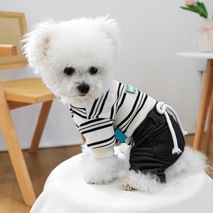 Dog Stylish Overalls Comfortable Puppy One Piece Outfits Summer Bib Overalls for Small Dogs Cute Pet Jumpsuit Onesie Chihuahua Yorkies Birthday Holiday Clothes Costume