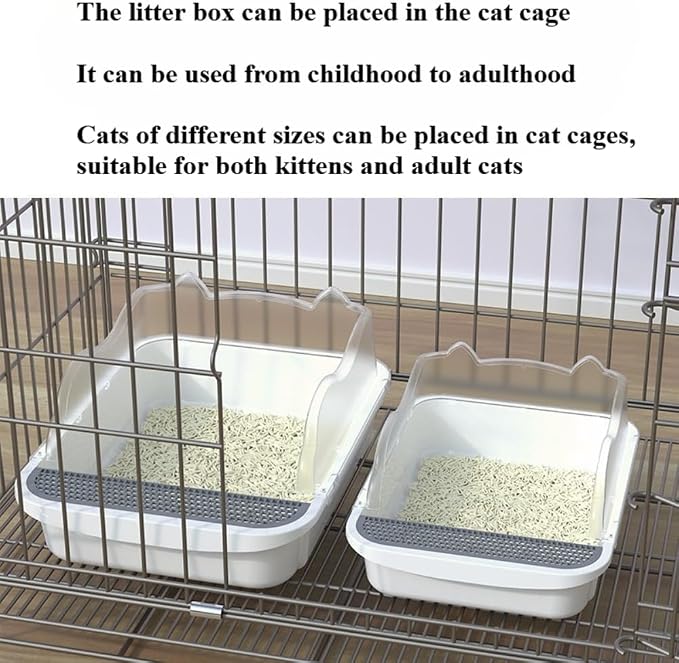 Open Top High Sided Cat Litter Box, Anti-Splashing Semi-Enclosed Litter Box with Removable Tray, Sifting Scoop Included - Easy to Clean & Odor Control(Green,Medium)