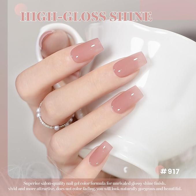 RARJSM Creamy Nude Gel Nail Polish Set Sheer Milky Barely Rose Gray Mauve Eggshell Pink 6 Pcs Neutral Jelly Skin Tone Colors French Manicure Gelpolish Soak Off Curing Requires for Home Salon 7.5ml
