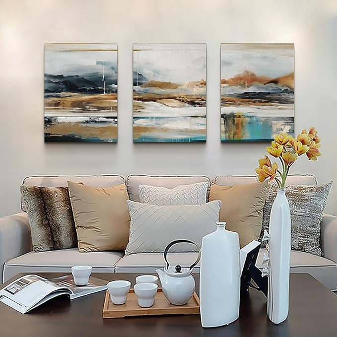 MHARTK66 Wall Art for Living Room, Abstract Nature Landscape Modern Canvas Prints Paintings Artwork for Walls, Set of 3 Large Wall Decor Pictures for Bedroom Dining Room Office Home Decoration 20x28