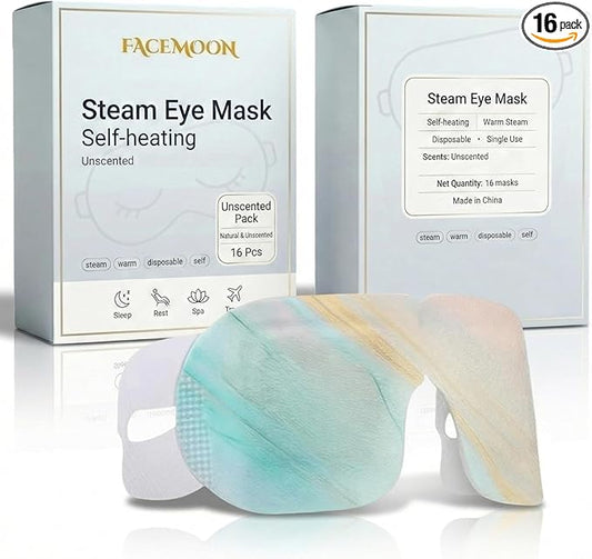 16 Packs Self Heating Steam Eye Masks: Disposable Moist Warm Compress for Dry Eyes, Eye Strain, Stye & Stress Relief – No Microwave Needed for Relax, Travel, Sleep & Spa, Unscented