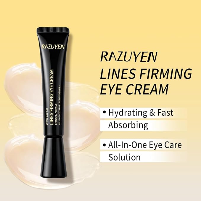 Under Eye Cream for Dark Circles Fading, Puffiness and Wrinkles, Hyaluronic Acid + Peptide + Caffeine Eye Cream Anti Aging, Hydrating Eye Care, 20ml/0.67 fl oz