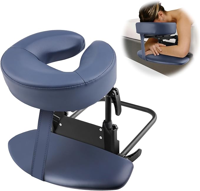 EBANKU Mattress Top Massage Kit, Adjustable Headrest Face Cradle Cushion, Face Down Pillow with Massage Table Arm Rest for Bed at Home(Blue)