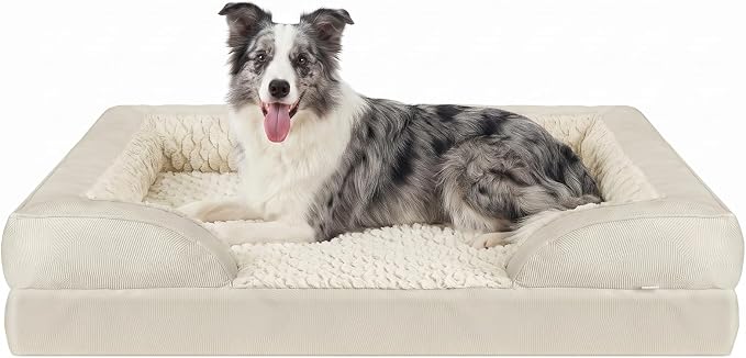 L Plus Orthopedic Dog Bed for Large Dogs, Washable Dog Sofa with Egg-Crate Foam, Waterproof Lining and Non-Skid Bottom